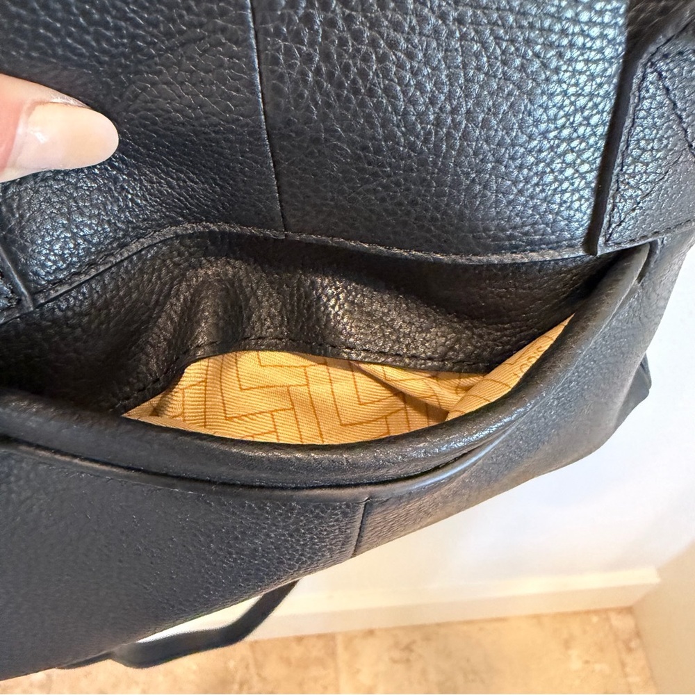 Lodis Black Leather Satchel with Gold Hardware Detail - Picture 10 of 16